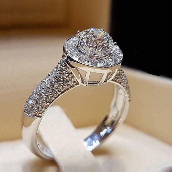 Amazon.com: hsiyyecg Wedding Bands Engagement Rings for Women, Cubic  Zirconia Promise Thick Princess Cut CZ Halo Ring Size 6-10 (US Size 7) :  Clothing, Shoes & Jewelry